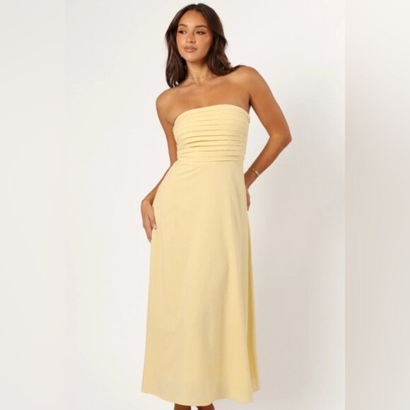 Petal & Pup Dresses & Skirts - Petal and Pup - Kenna Strapless Yellow Dress (M)